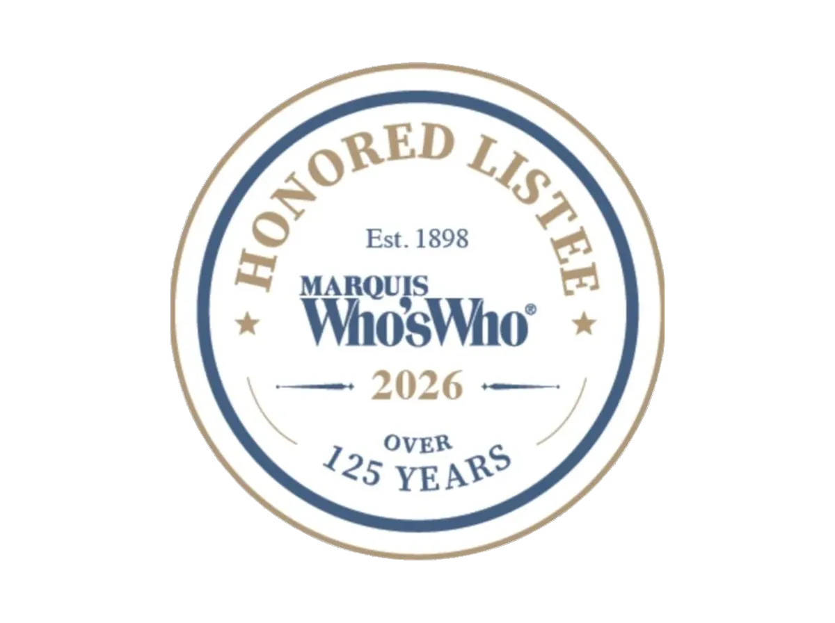 2026 Marquis Who’s Who Honored Listee badge, established 1898, over 125 years