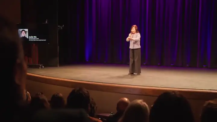 Snapshot at 0:15 from Jackie Wu's speaking video